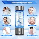 QERINKLE Hydrogen Water Bottle with Electrolysis Tech, Borosilicate Glass & Leak-Proof 420 ml Bottle (Pack of 1, Silver, Glass)