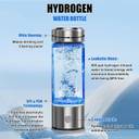 QERINKLE Hydrogen Water Bottle with Electrolysis Tech, Borosilicate Glass & Leak-Proof 420 ml Bottle (Pack of 1, Silver, Glass)